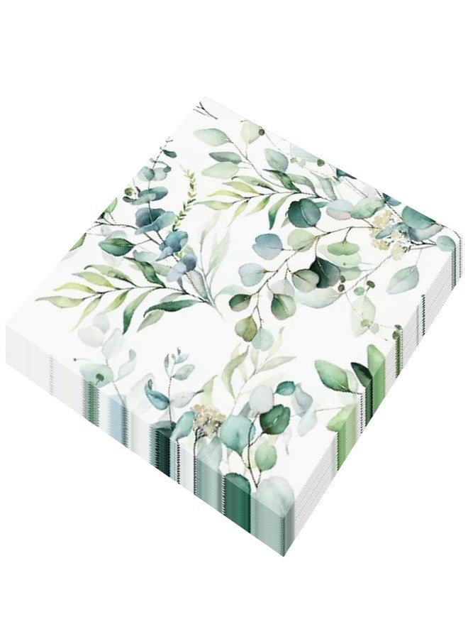 Ysqool 20Pcs Sage Green Napkins, 6.5 * 6.5 Inch Eucalyptus Beverage Napkins,Disposable Paper Cocktail Dinner Napkin for Sage Greenery Baby Shower Wedding Birthday Party Decorations Supplies Tableware - Image 1